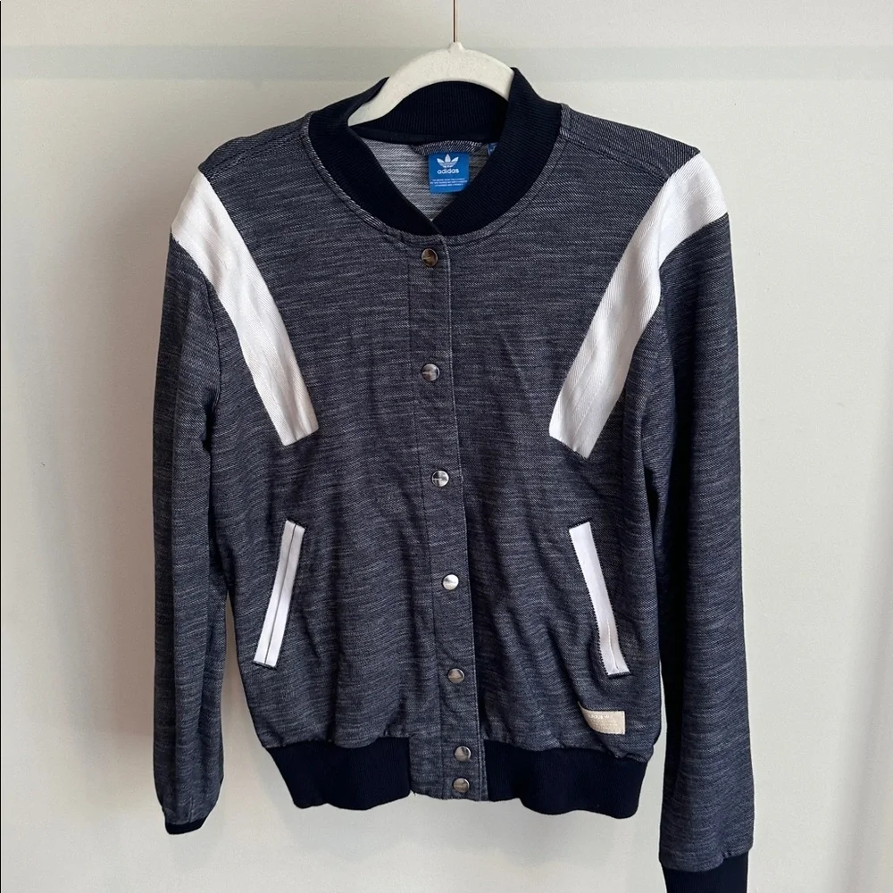 Adidas Dark Blue and White Crewneck
